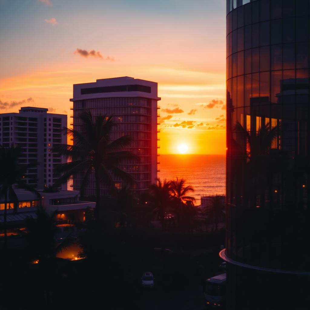 Sint Maarten skyline at golden hour